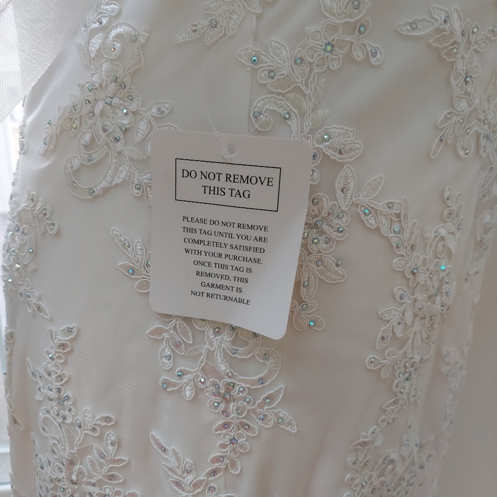Glow size 20 trumpet mermaid wedding dress. Lace, mesh, appliqué. - Picture 8 of 12